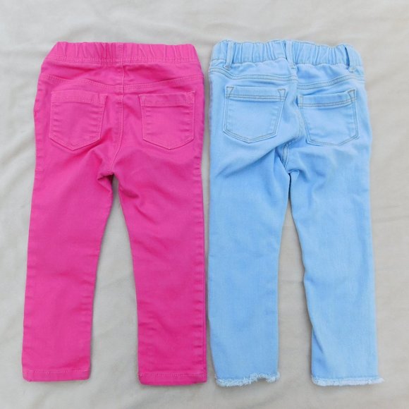 Bundle of Old Navy 2T Distressed Embroided Jeans & Hot Pink Pullon Jeans - Picture 2 of 2